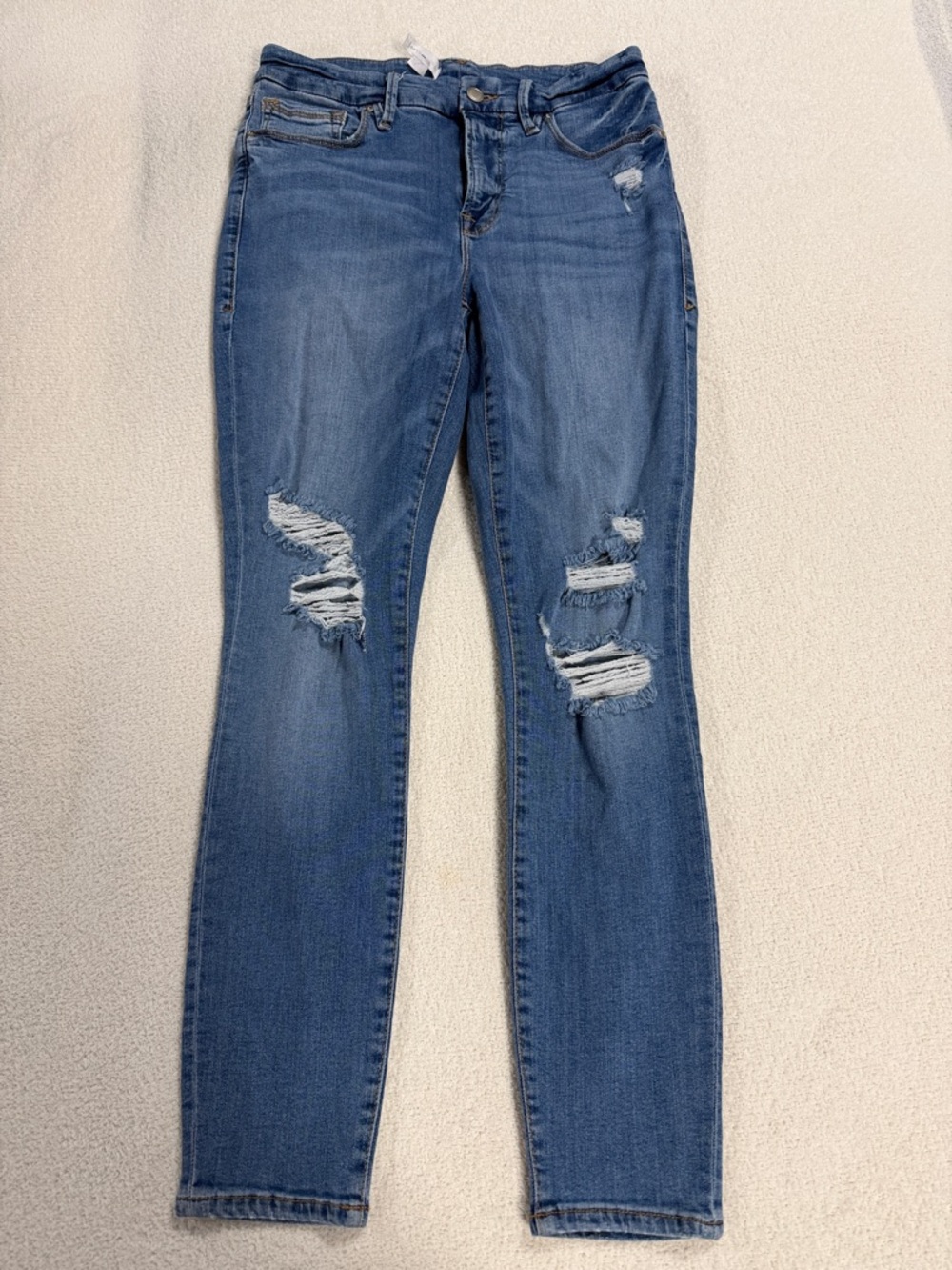 Good American Medium Blue Distressed Skinny Jeans